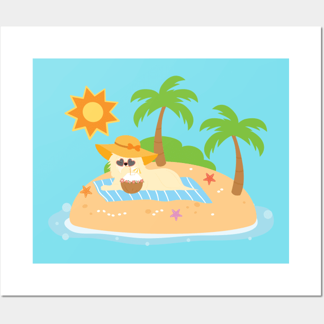 Tropical Maltese Dog Wall Art by LulululuPainting